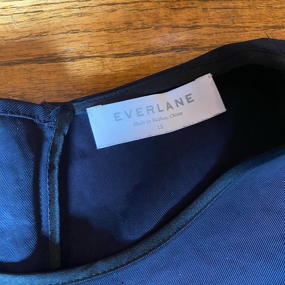 Everlane Japanese Goweave Full Back Zip Dress - Navy - Size 12 - Picture 3 of 9
